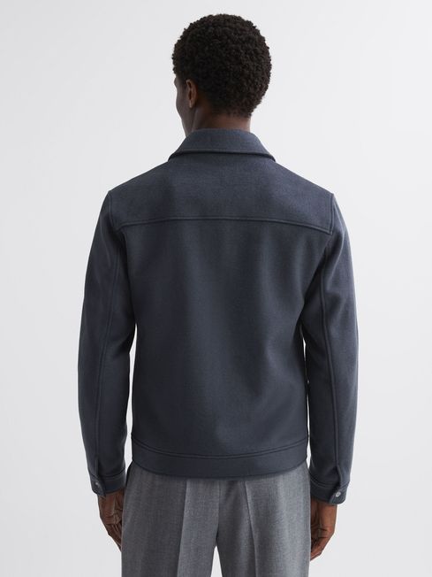 Wool Zip Through Jacket in Airforce Blue