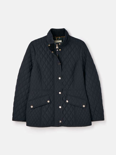 Allendale Navy Blue Showerproof Diamond Quilted Coat Joules