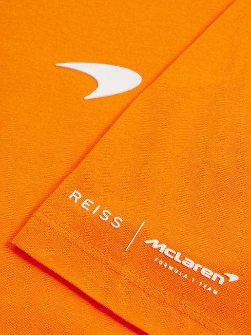 McLaren F1 Mercerised Cotton Crew Neck T-Shirt in Papaya