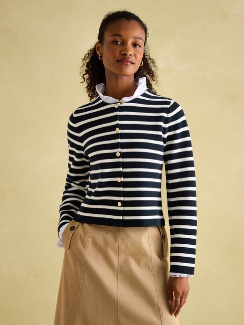 Navy and white striped cardigan clearance