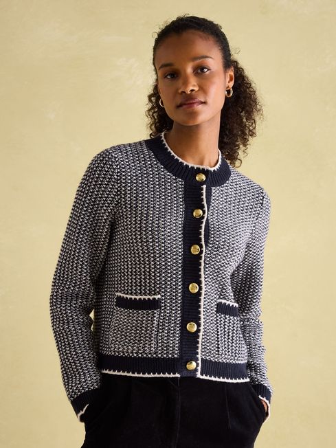 Navy button cardigan shop