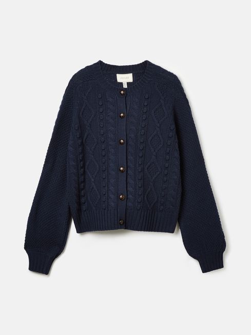 Rafferty Navy Blue Cable Knit Cardigan Joules
