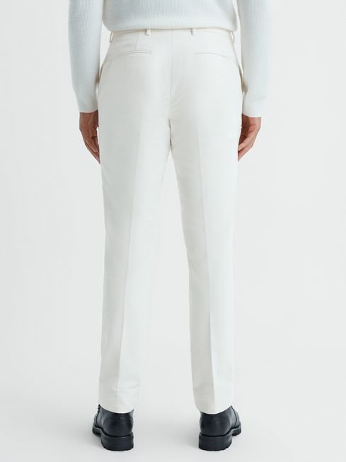 Slim Fit Moleskin Trousers in Off White