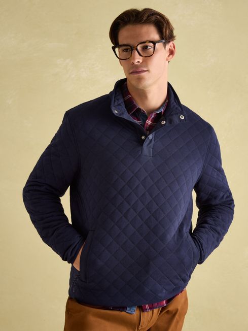 Malton Navy Quilted Jersey Pullover Sweatshirt Joules