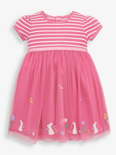 JoJo Maman Bébé Pink Girls Mouse Tulle Party Dress