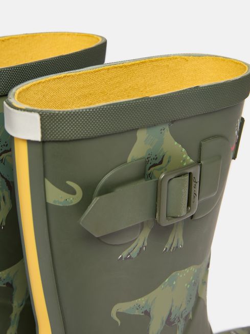 Boys Khaki Green Printed Wellies Joules