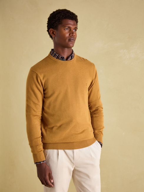 Jarvis Dark Yellow Crew Neck Knitted Jumper