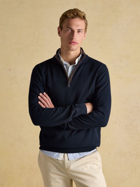 Hillside Navy Blue Quarter Zip Knit Jumper Joules