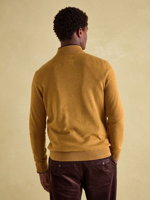 Hillside Dark Yellow Quarter Zip Knit Jumper Joules