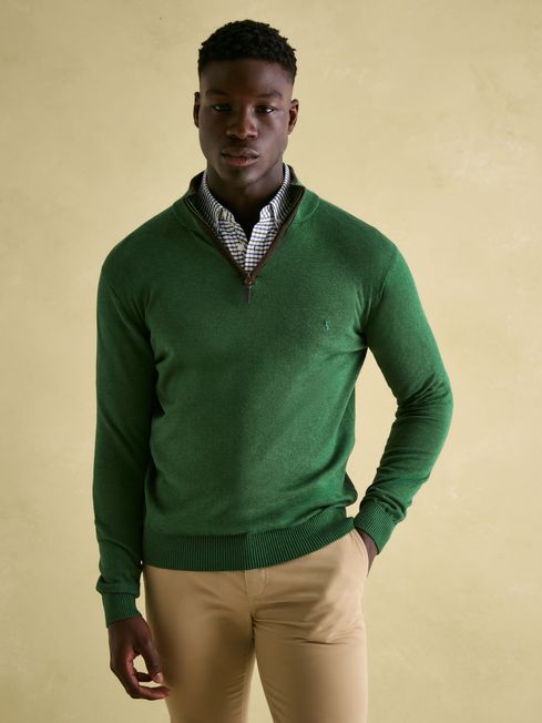 Hillside Green Quarter Zip Knit Jumper Joules