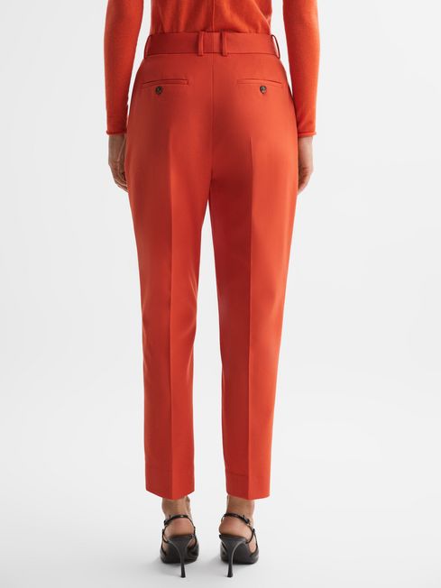 Slim Fit Wool Blend Suit Trousers in Orange