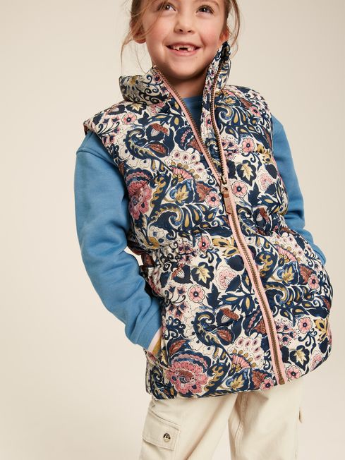 Buy Joules Willow Showerproof Printed Padded Gilet from the Joules ...