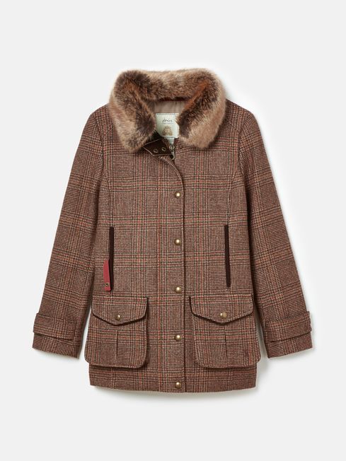 Fieldcoat Luxe Brown Fieldcoat Luxe 3 in 1 Brown Tweed Coat with Removable Quilted Gilet Joules