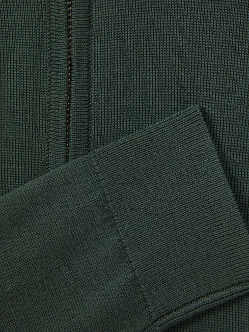 Senior Slim Fit Merino Wool Polo Shirt in Ivy Green