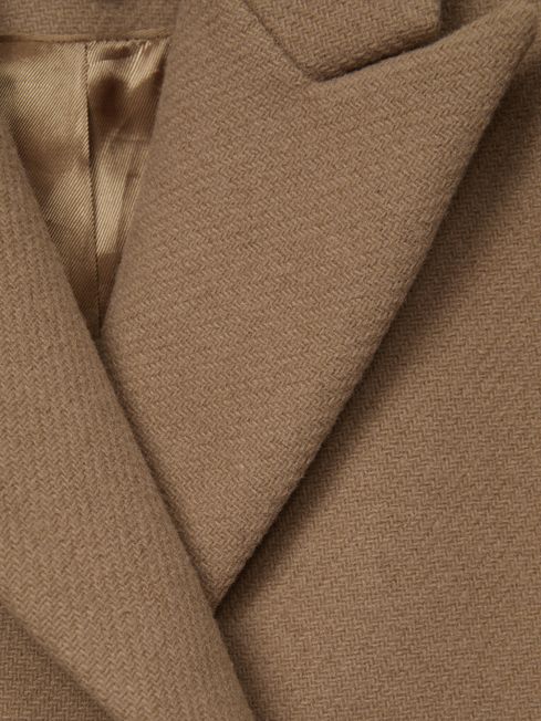 Senior Mid Length Wool Blend Coat in Camel