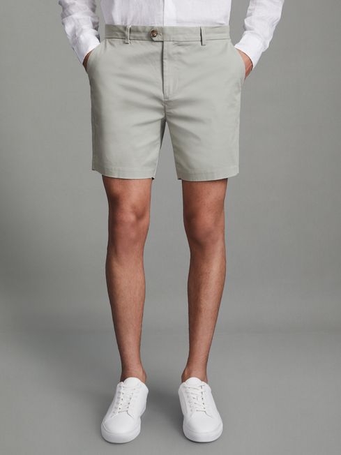 Reiss Soft Sage Wicket S Modern Fit Cotton Blend Chino Shorts