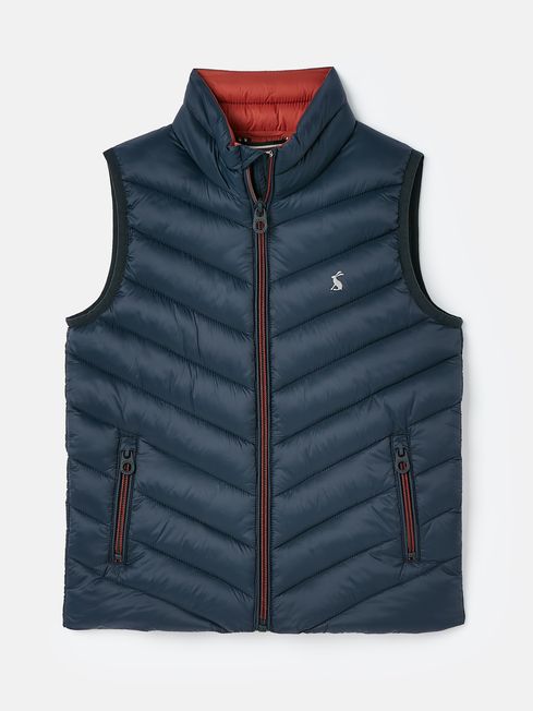 Kids Crofton Navy Blue Showerproof Quilted Gilet Joules