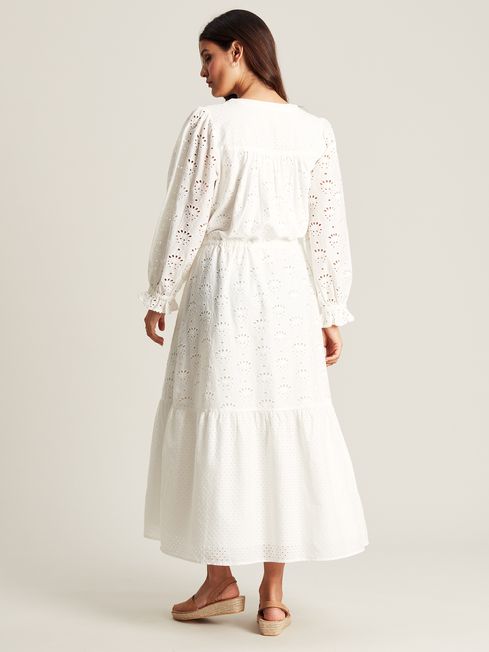 Joules Juliana Chalk White Broderie Dress
