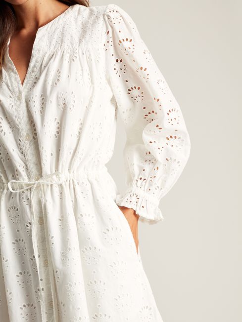 Joules Juliana Chalk White Broderie Dress