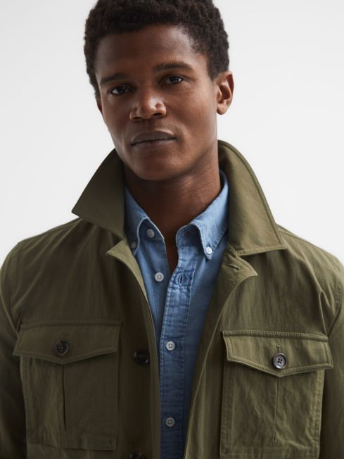 Reiss Khaki Hawke Four Pocket Field Jacket