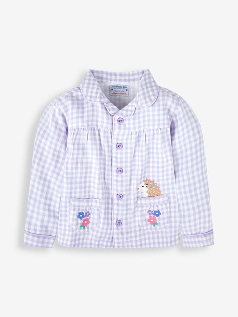 JoJo Maman B b Lilac Girls Hedgehog Classic Check Pyjamas