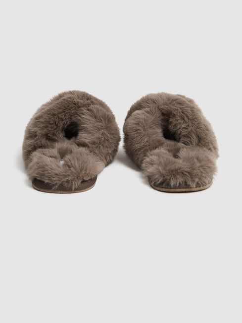Reiss Aspen Faux Fur Slippers REISS