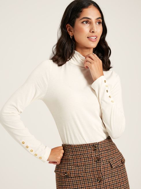 Joules Amy Cream Long Sleeve High Neck Jersey Top