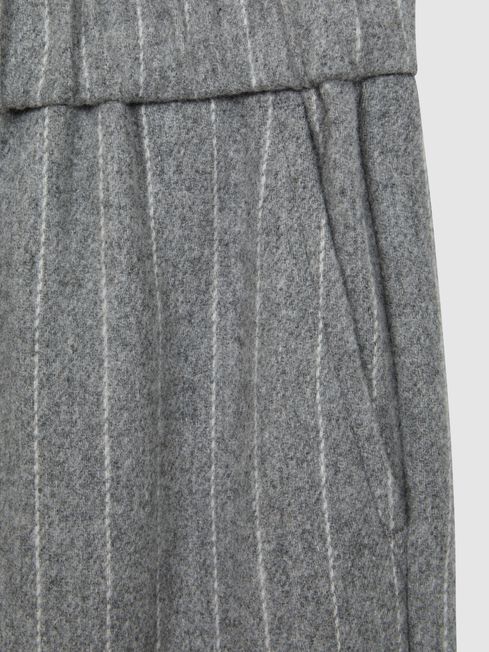 Junior Wool Blend Striped Elasticated Trousers in Grey