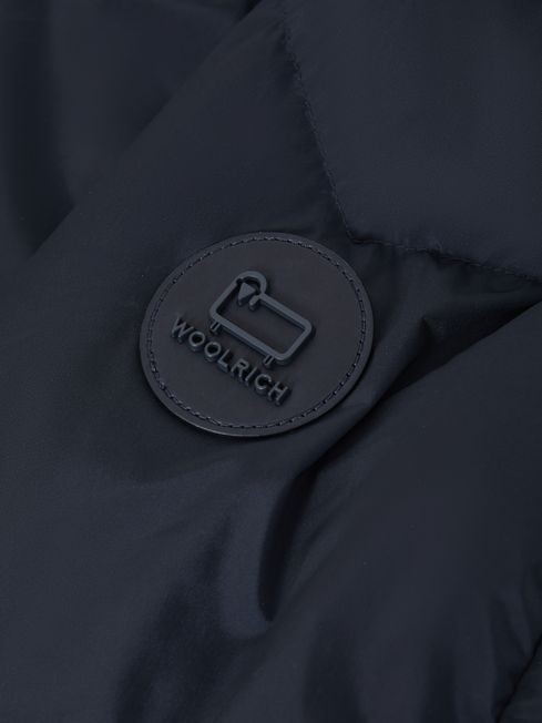 Woolrich Premium Down Quilted Coat in Melton Blue