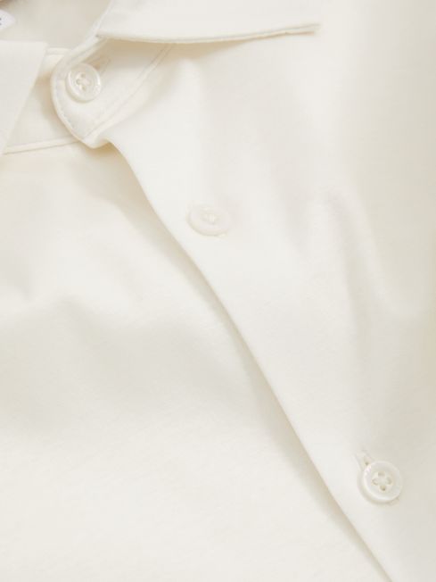 Mercerised Cotton Jersey Shirt in Ecru