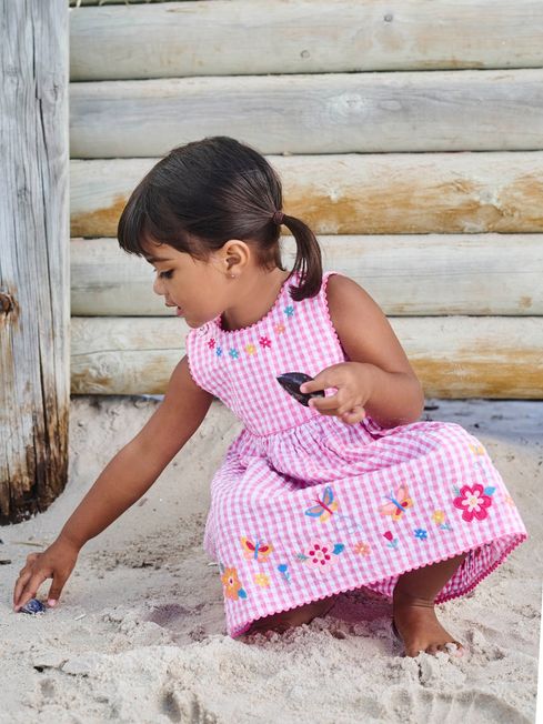 Orchid Girls Butterfly Applique Gingham Dress