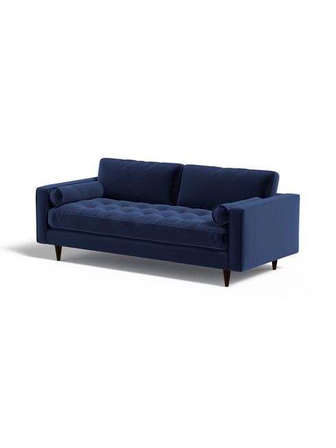 Made blue shop velvet sofa