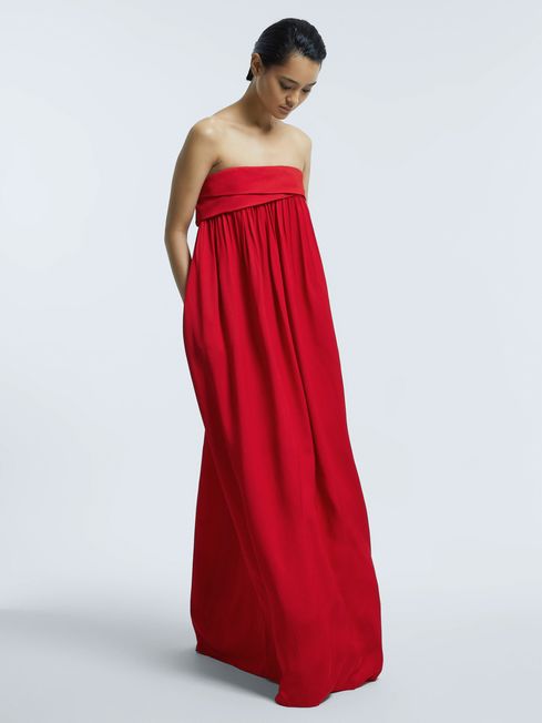 Atelier Italian Fabric Strapless Maxi Dress