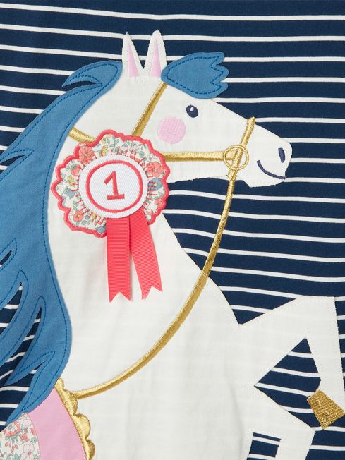 Ava Navy Blue Long Sleeve Artwork T Shirt Joules