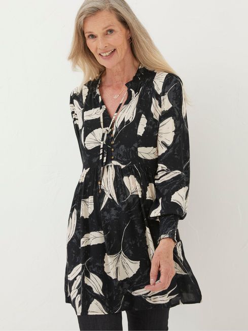 Black Gerry Twilight Leaves Tunic Dress