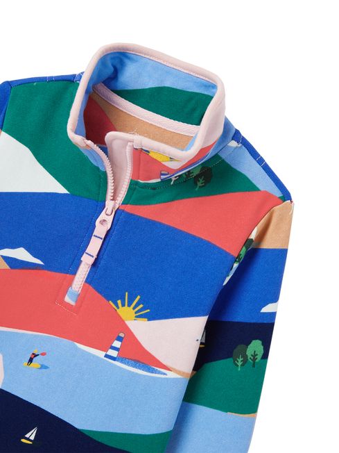 Joules Blue Fairdale Printed Half Zip Sweatshirt
