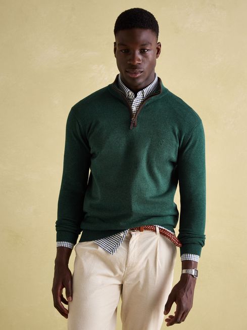 Hillside Dark Green Quarter Zip Knit Jumper Joules