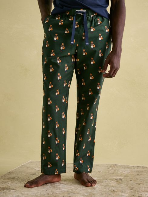 Dozer Green Cotton Pyjama Bottoms Joules