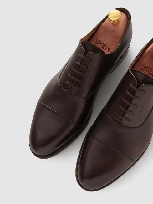 Oscar Jacobson Leather Oxford Shoes in Dark Brown