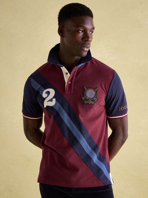 Embellished Burgundy Classic Fit Polo Shirt Joules
