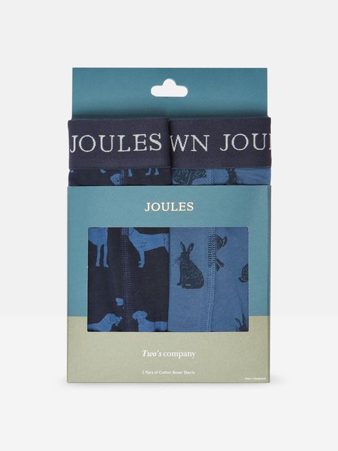Crown Joules Navy Pack of Two Cotton Boxers Joules