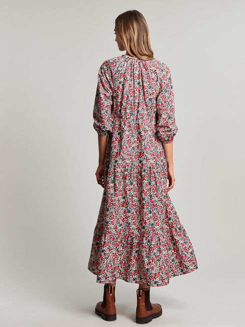 Buy Joules White Melody Tiered Scallop Frill Neck Dress from the