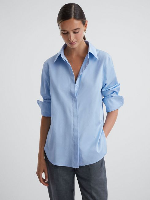 Reiss Blue Lia Premium Cotton Shirt