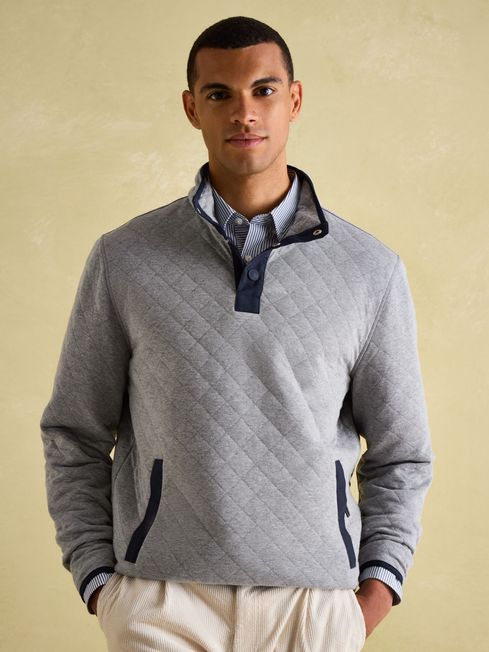Malton Grey Quilted Jersey Pullover Sweatshirt Joules