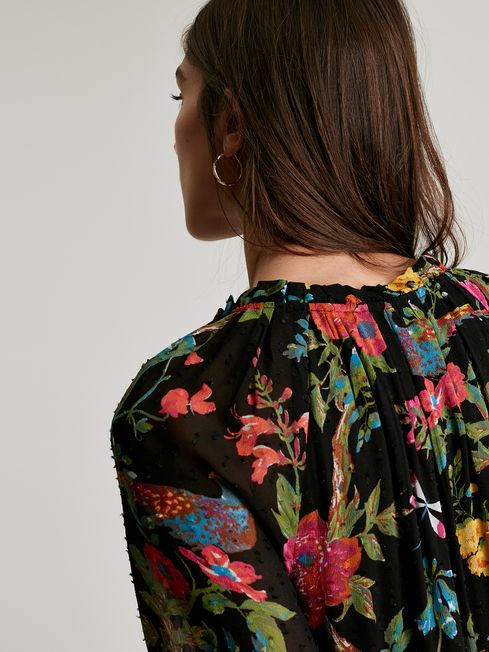 Black long sale sleeve frill dress