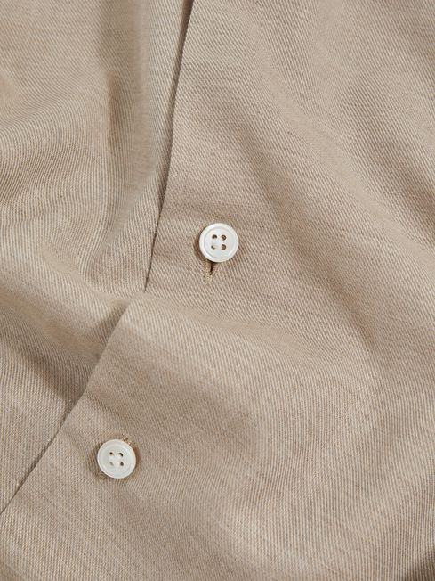 Italian Cotton Cashmere Shirt in Taupe