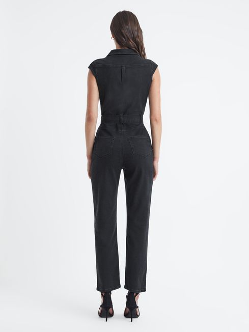 Paige Belted Jumpsuit in Black Dove