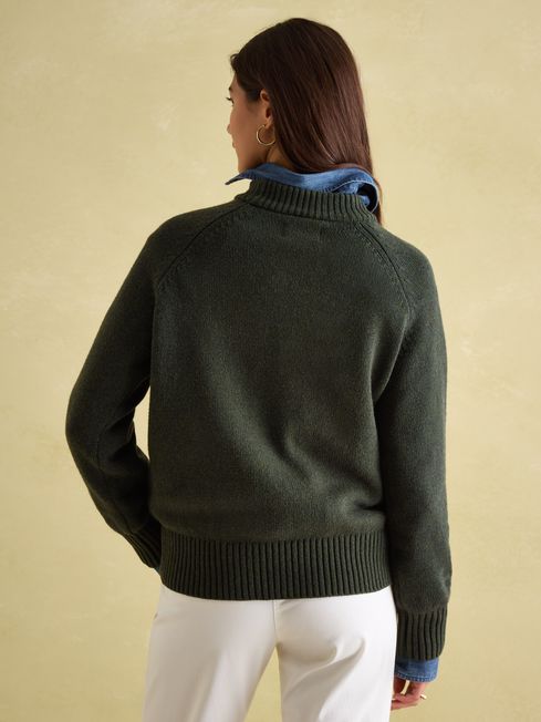 Jonty Dark Green Intarsia Fox Knit Jumper Joules