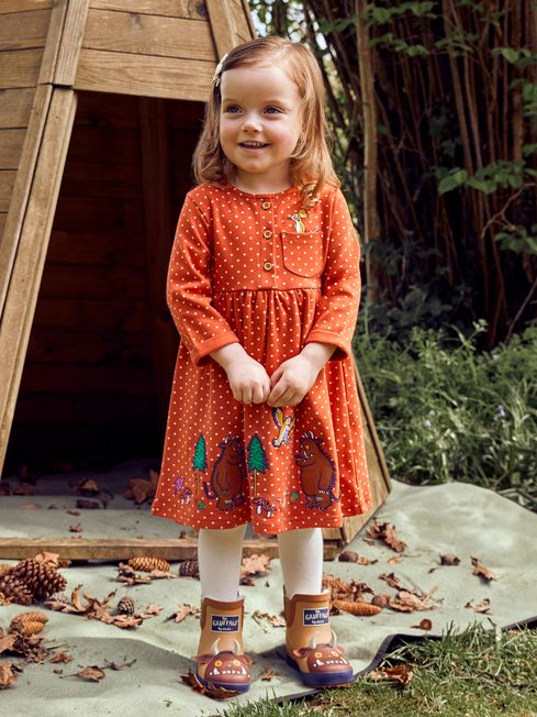 JoJo Maman Bébé Orange Kids' The Gruffalo Appliqué Button Front Dress