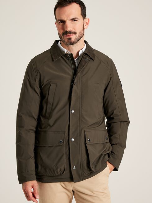 Arbury Brown Fleece Lined Waterproof Jacket With Corduroy Collar